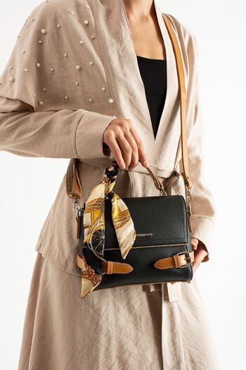 VESSARA Multi-Compartment Quality Shoulder and Arm Bag with Bow and Belt Detail