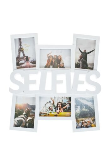 SHOPIENS 3D White Selfies Frame for 6 Photos, 40 x 45 cm