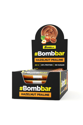 BOMBBAR Protein Bar in Chocolate 40 G 12 Pcs in Box - Hazelnut Praline