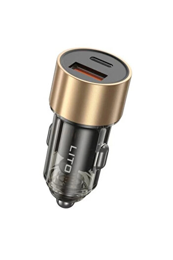 Lito Car Charger USB, Type-C 52W Lito, 12V-24V, Black