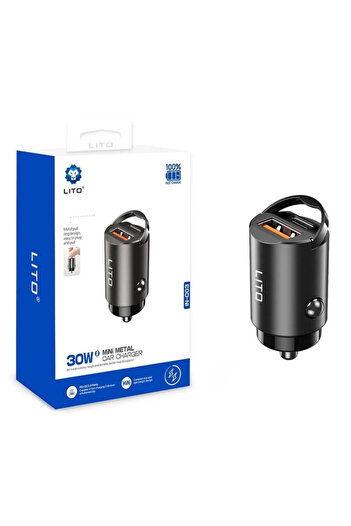 Lito Car Charger USB, Type-C 60W Lito, 12V-24V, Black