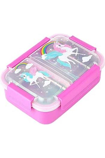 Generic Eazy Kids Steel Bento Insulated Lunch Box - Pink