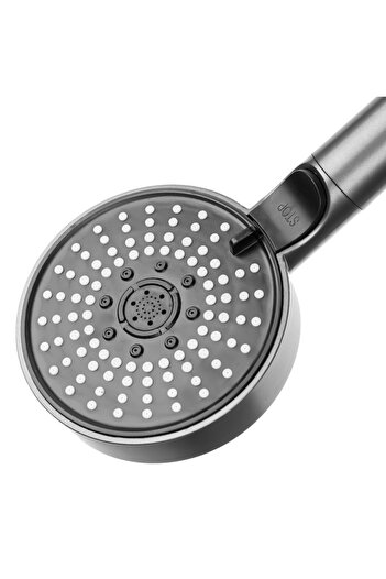 SHOPIENS Black Showerhead with Auto Stop Shopiens®, Black, with 5 Functions, 24 cm