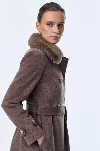Zühre Collar Fur Detailed Stamp Coat