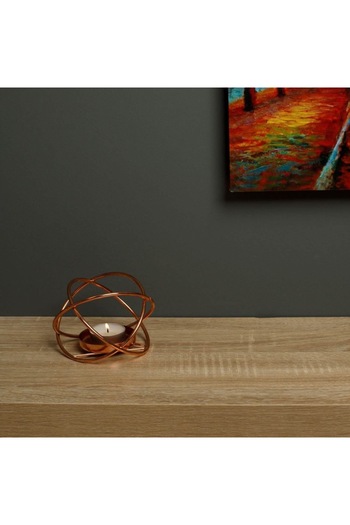 SHOPIENS Metal Support Shopiens® with Rose Gold Rings for Tealight Candles, 11 x 11 x 8 cm