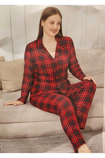 Mirano Suede Oversized Buttoned Mother's Pajama Set