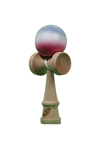 Flippy Jucarie Kendama, Flippy, Kendama Original Super Sticky, Lemn, 18 cm, Gradient Rosu Alb Gri