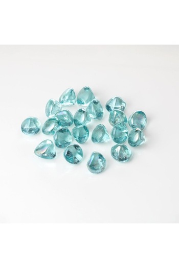 SHOPIENS Turquoise Glass Decorative Stones Glossy 2.5cm Diamond Shape 340g for Arrangements