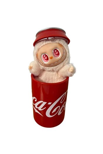 OEM LaBubu figurine in CocaCola box, plush, soft and fluffy, pink, 25 cm, 3 years+