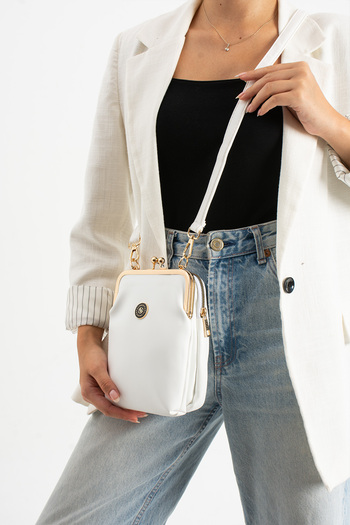 Sanmorris 1433 Adjustable Crossbody Faux Leather Shoulder and Crossbody Bag with Gold Accessories