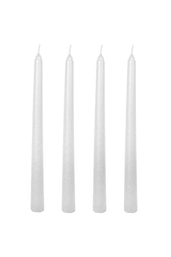 SHOPIENS Set 4 candles for candlestick Shopiens®, white, 25 cm