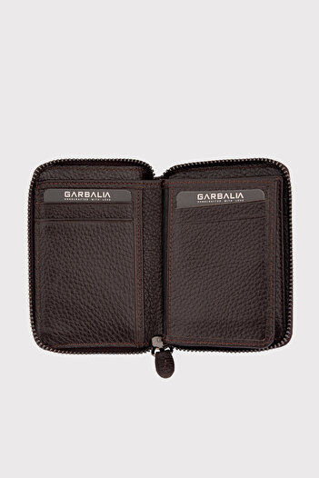 Garbalia Unisex Brown Chain Genuine Leather Card Holder Wallet