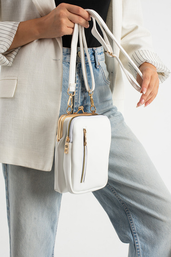 Sanmorris 1433 Adjustable Crossbody Faux Leather Shoulder and Crossbody Bag with Gold Accessories