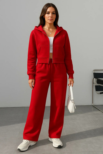 COMBİNE MİCHAİL Women's Oversize Red Hooded Sweatshirt