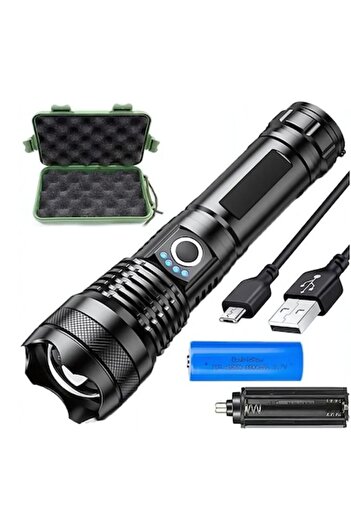 cribeau Rechargeable XHP50 LED Flashlight, Cribeau, 5 Modes, 5000 Lumens, Black