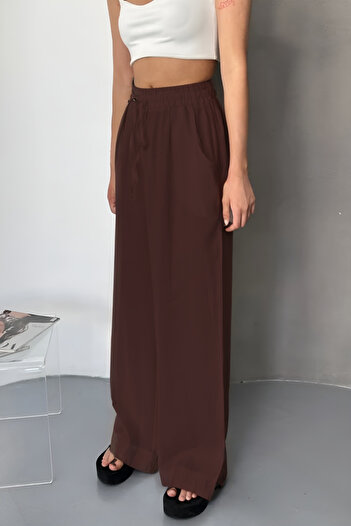 adba style Women's Lyocell Woven Waist Lace-Up Palazzo Women's Trousers 4048