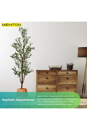 MEKITON Artificial Olive Tree – 150cm Tall Faux Tropical Plant with Natural-Looking Green Leaves