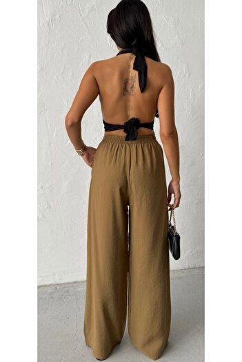 mor butik Women's Camel Palazzo Pants