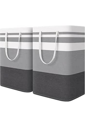 Generic Purfex 2-Pack Laundry Basket 75L, Waterproof, Freestanding Large Laundry Hamper, Collapsible Tall wi