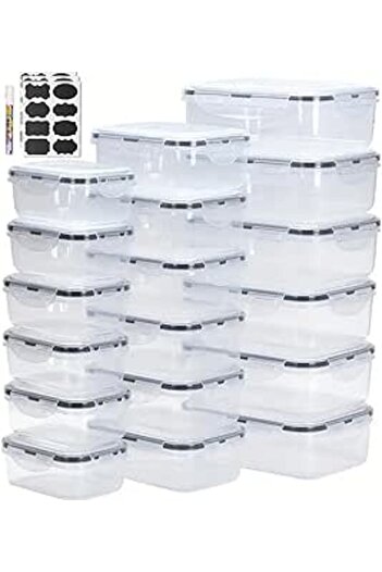 Generic PREMIFY 18pcs Food Storage Container Set with Locking Lids + 20 Labels, Large Rectangular (Space Sav