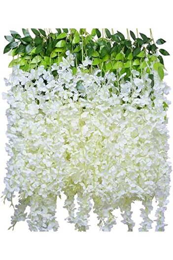 Generic Artificial Flower, 12 Pack White Wisteria, 44" Fake Flower Bushy Silk Vine Ratta Hanging Garland for