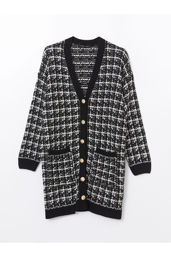 LC Waikiki Lcwaikiki Women's V-Neck Patterned Knitwear Cardigan