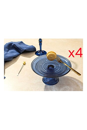Porland Lina Navy Blue Footed Plate Set of 4 17 cm