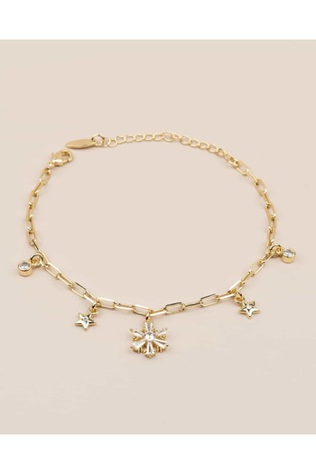 Portakal Esintisi Niva Snowflake and Star Charmlad Chain Ysx Steel Bracelet
