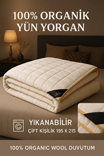 MEŞELİ TEKSTİL Double Wool Quilt Washable with Piping Detail |   Special Design | Anti-Sweat, Absorbs Moisture |   Long-Lasting