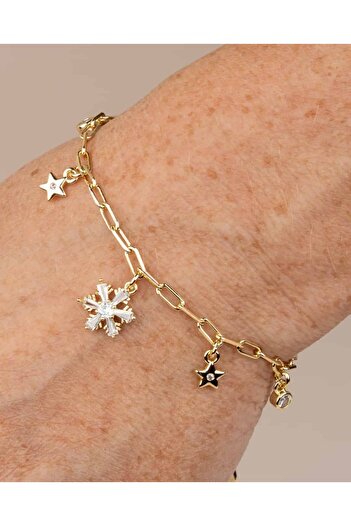 Portakal Esintisi Niva Snowflake and Star Charmlad Chain Ysx Steel Bracelet