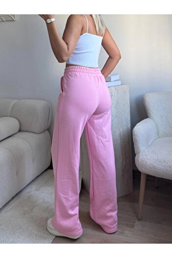 Zora Butik Üç İplik Yüksek Bel Eşofman - PEMBE