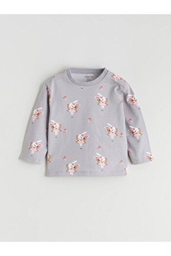 LC Waikiki Rabbit Printed Baby Girl Sweatshirt and Sweatpants (W5)