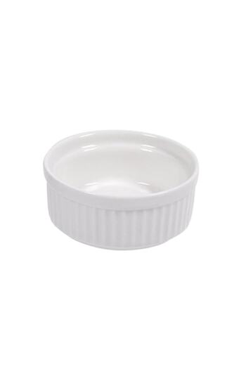 SHOPIENS Shopiens® sauce serving bowl, round porcelain, white with embossed lines, 60 ml