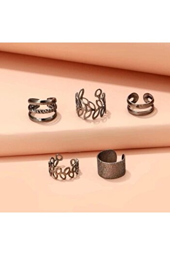 SYGGY Set 5 earrings, ear cuffs, black