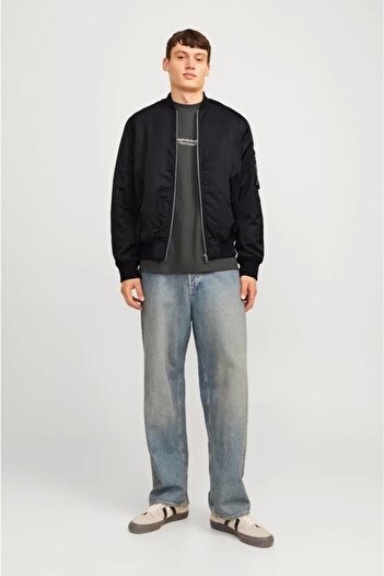 Silerra Unisex Lined Plain Bomber Jacket - Black