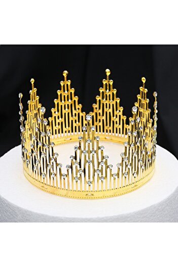 OEM Golden crown with stones, VERSAMAG, cake decoration and arrangements, 8.8x13.5 cm
