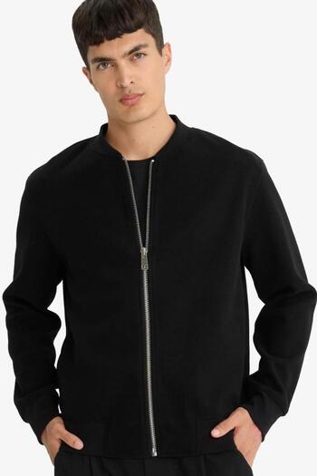 DeFacto Relax Fit College Collar Zippered Bomber Cardigan (25 Wn)