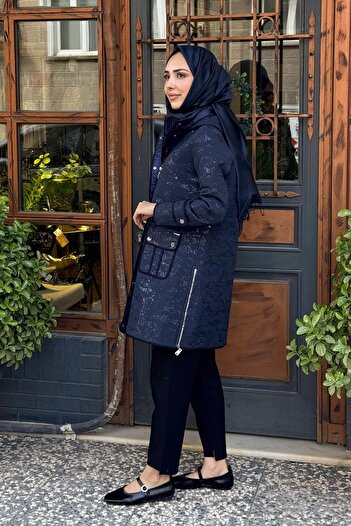 Moodbasic Varak Baskılı Çıtçıt Detaylı Kap MB15.162 Lacivert