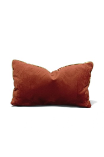 Alacastore Tan Orange Velvet Cushion Cover with Gold Piping Hidden Zipper Rectangular