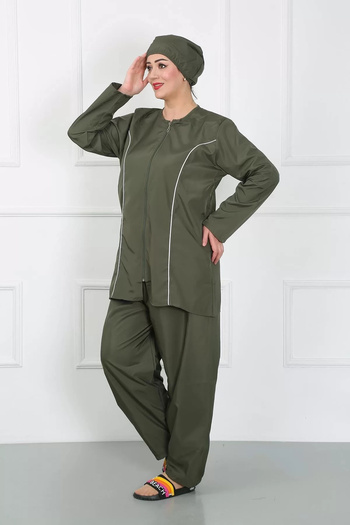 emosavm Fashion Plus Size Hijab Large Swimsuit Khaki