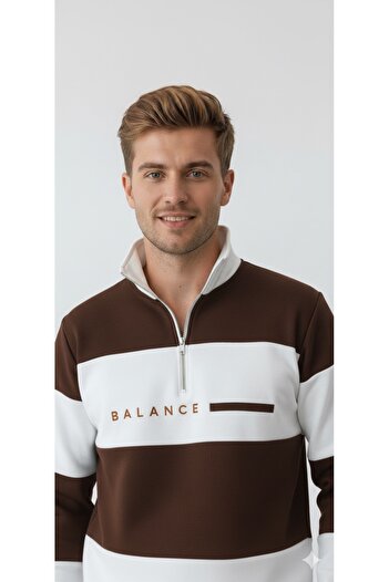 dwnwear Balance Printed Polo Collar Sweatshirt