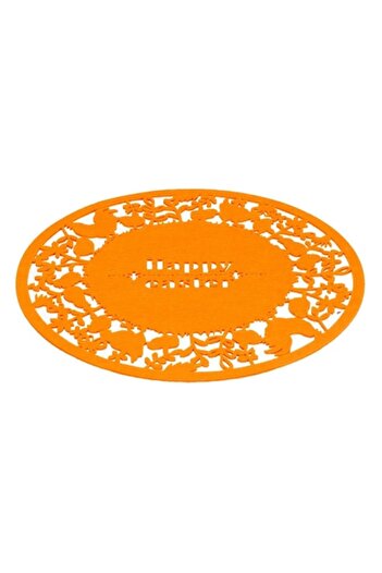 SHOPIENS Decorative Plate Mat Shopiens® Felt Orange 'Happy Easter' 33 cm