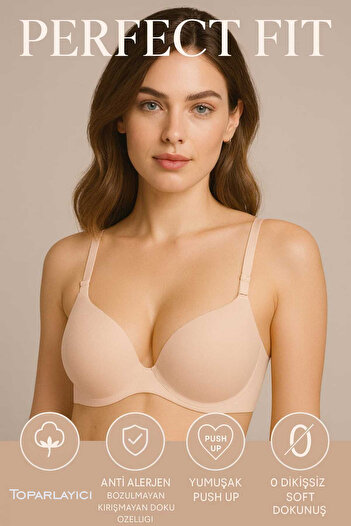 krm dünya ürünleri Seamless Gathering Bra • Soft Push-Up • Anti Allergen Comfortable Bra
