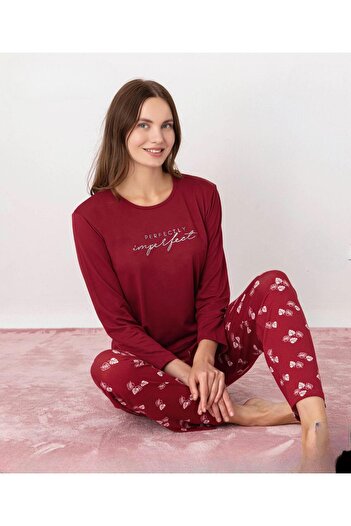 Pijamoni Women's Milan Crew Neck Long Sleeve Slim Pajama Set 7600/34 - 1 Piece