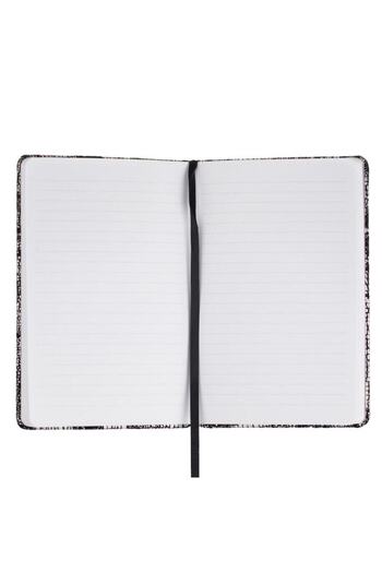 SHOPIENS Carnetel Notite Agenda A5 80 File Dictando Coperta Dura PU Negru Argintiu Folie Croco cu Semn