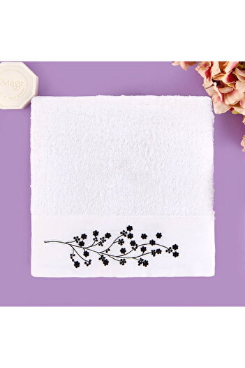 MATMEL Soft French Cottage Embroidered Face Towel - Ecru - 50X90 cm
