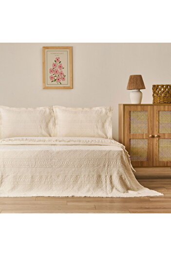 MATMEL Soft Salhi Double Bedspread Set - Cream - 230X240 cm