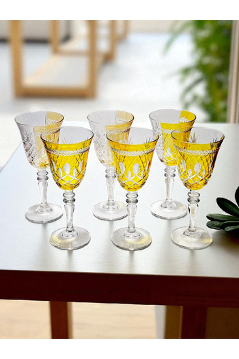 AYZ HOME Colorful Cut Crystal Glass Set of 6 Glasses