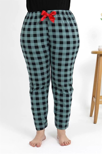 emosavm Fashion Women's Cotton Plus Size Bottom Pajamas Turquoise