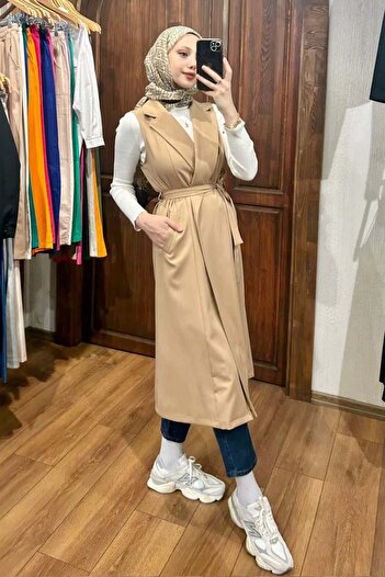 TANISA Nemira Long Belted Vest Tns-4343